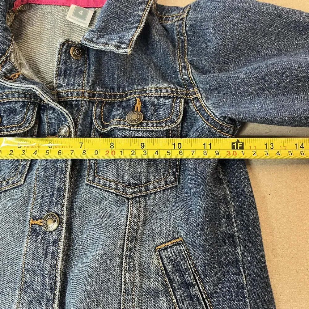 Carters Jean Jacket Girls 4 Blue Denim Snap Front Pockets Casual Outerwear